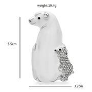 Polar Bear Broches Enamel Rhinestone Lovely Baby And Mom Polar Bears