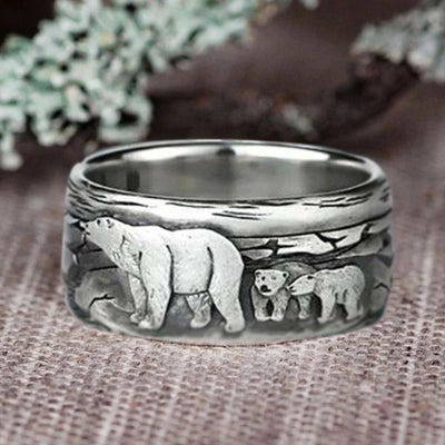 Vintage Fashion Engraved Polar Bear Ring